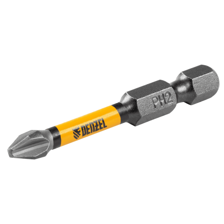 Бита DENZEL IMPACT, PH2x50 мм, лазерная обработка шлица, сталь S2, 10 шт., Е 6,3