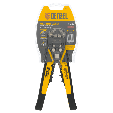 Щипцы для зачистки электропроводов DENZEL 0,2-6 мм2, функция обрезания проводов