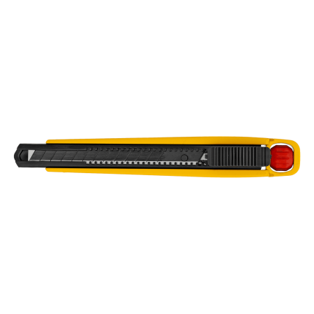 Нож DENZEL 9 мм, сменное лезвие, SK4, алюминиевый корпус, торцевой зажим