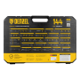 Набор инструментов DENZEL 1/2", 1/4", 3/8", CrV, S2, пластиковый кейс, 144 предмета