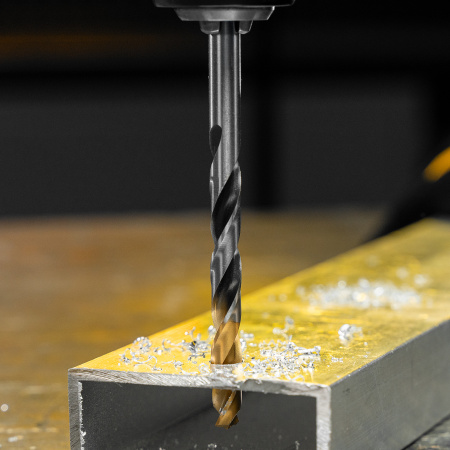 Сверло спиральное по металлу DENZEL 7,5 x 109 мм, Р6М5, Golden Tip, многогранная заточка