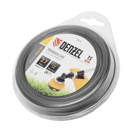 Леска для триммера DENZEL 96218 двухкомпонентная звезда, 2,7мм х 15м, блистер EXTRA CORD