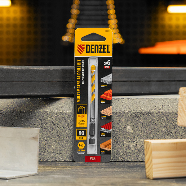 Сверло универсальное DENZEL, Multi cut, 6 мм