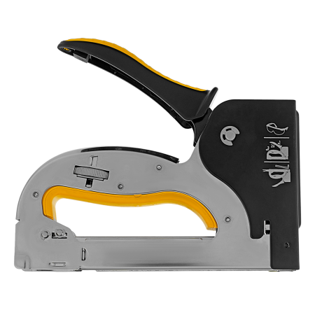 Степлер DENZEL скобы в комплекте, плавная регулировка удара, 2К рукоятка, тип 53, 4-14 мм Степлер DENZEL скобы в комплекте, плавная регулировка удара, 2К рукоятка, тип 53, 4-14 мм