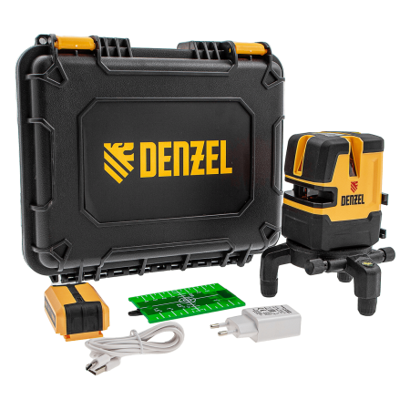 Лазерный уровень DENZEL LX 06 Green, 30 м, 520 нм, аккумулятор Li 5200 mAh, резьба 5/8