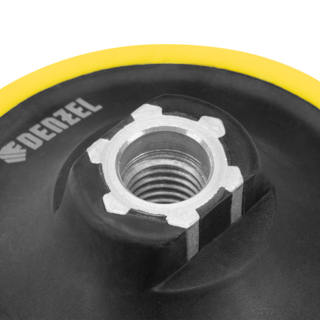 Тарелка опорная для дрели и УШМ DENZEL с липучкой, 115 мм, мягкая, с адаптером c М14 на d8