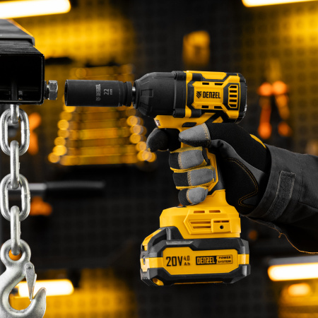 Гайковерт ударный аккумуляторный бесщет. DENZEL CIWH-BL-20-500, Li-Ion, 20 В