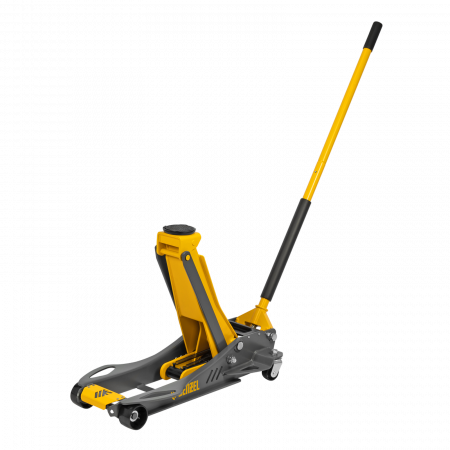 Домкрат гидравлический подкатной DENZEL 3,8 т, 110-580 мм, быстрый подъем, низкий подхват, проф.