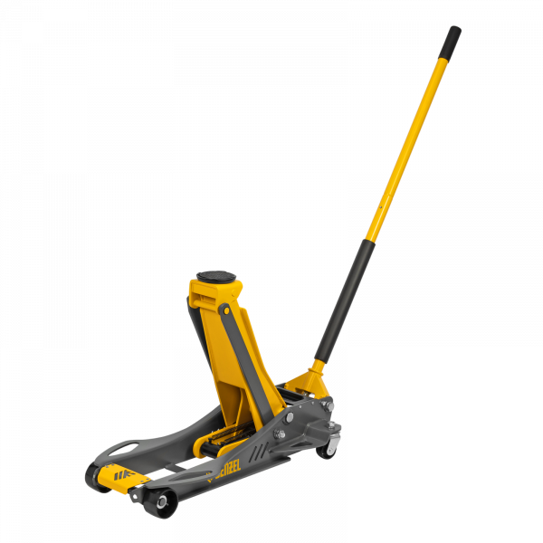 Домкрат гидравлический подкатной DENZEL 3,8 т, 110-580 мм, быстрый подъем, низкий подхват, проф.