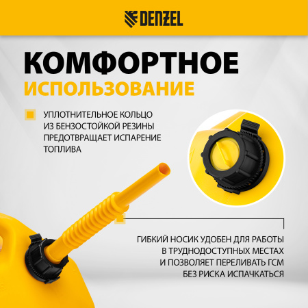 Пластиковая канистра DENZEL 53131, 20 л, для ГСМ, премиум