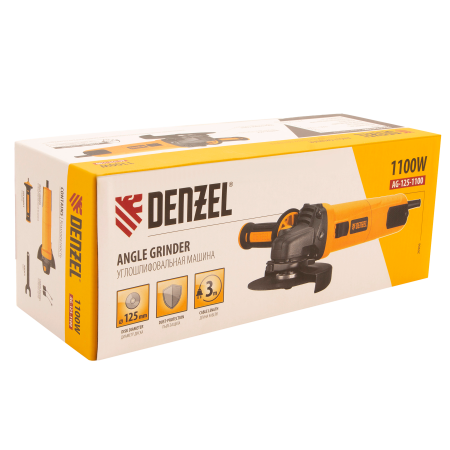 Машина шлифовальная угловая DENZEL AG125-1100, 1100 Вт, 125 мм, 3000-11000 об/мин