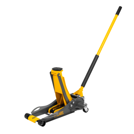 Домкрат гидравлический подкатной DENZEL 3 т, 75-500 мм, быстрый подъем, низкий подхват, проф.