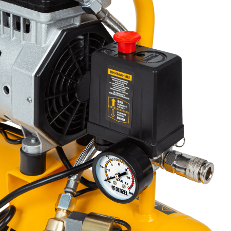 Компрессор безмасляный DENZEL DLS650/10, 650 Вт, 120 л/мин, ресивер 10 л, малошумный