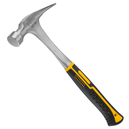 Молоток-гвоздодер DENZEL 560 г, цельнометаллический, двухкомпонентная рукоятка