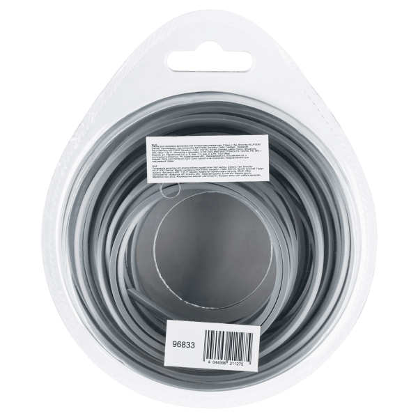 Леска для триммера DENZEL армированная алюминием квадратная, 2,0мм х 15м, блистер ALUFLEX