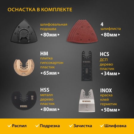 Аккумуляторный многофункциональный инструмент DENZEL MTL-IB-18-02, Li-Ion, 18 В, 1.5 Ач