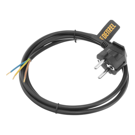 Шнур сетевой Energy Series DENZEL, ПВС, 1,5 м, 3 x 1 мм, с неразборной вилкой, черный