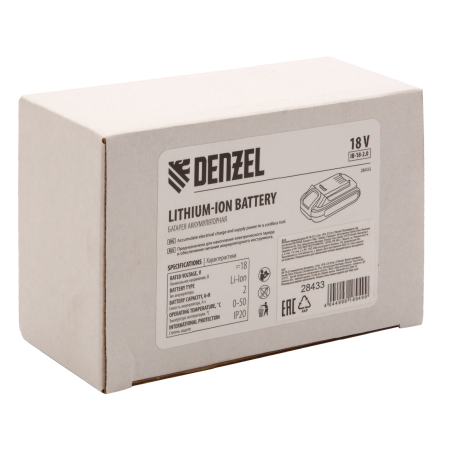 Аккумуляторная батарея DENZEL IB-18-2.0, Li-Ion, 18 В, 2.0 Ач