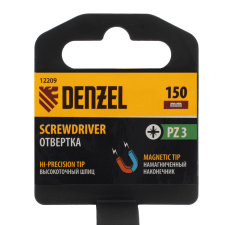 Отвертка DENZEL PZ3x150 мм, CrV, трехкомпонентная рукоятка