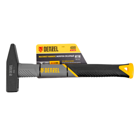 Молоток слесарный DENZEL 400 г, кованый, фибергласовая  рукоятка c TPR покрытием Молоток слесарный DENZEL 400 г, кованый, фибергласовая  рукоятка c TPR покрытием