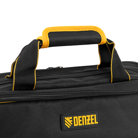 Сумка для инструмента DENZEL 400х170х300 мм, 3 отделения, 28 карманов, наплечный ремень