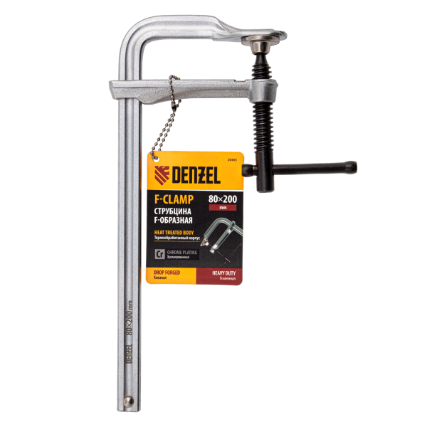 Струбцина DENZEL F-образная, 80x200мм, кованая Струбцина DENZEL F-образная, 80x200мм, кованая