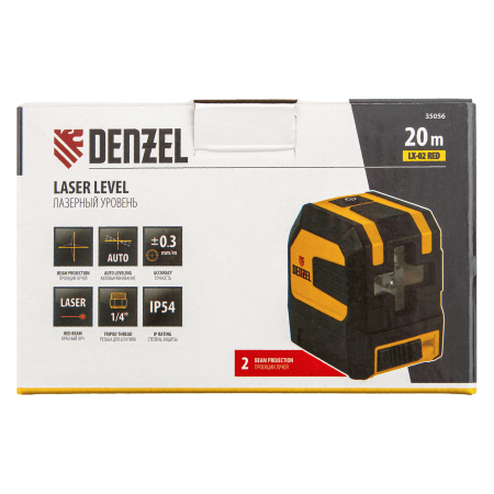 Лазерный уровень DENZEL LX 02 Red, 20 м, 635 нм, резьба 1/4 дюйм