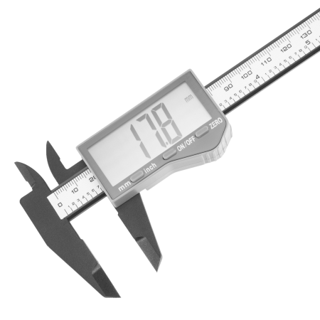 Штангенциркуль DENZEL пластиковый, 150 мм, электронный, большой дисплей, с глубиномером