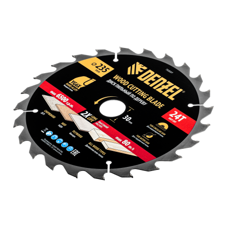 Пильный диск по дереву DENZEL ф235 х 30 мм, 24 зубьев