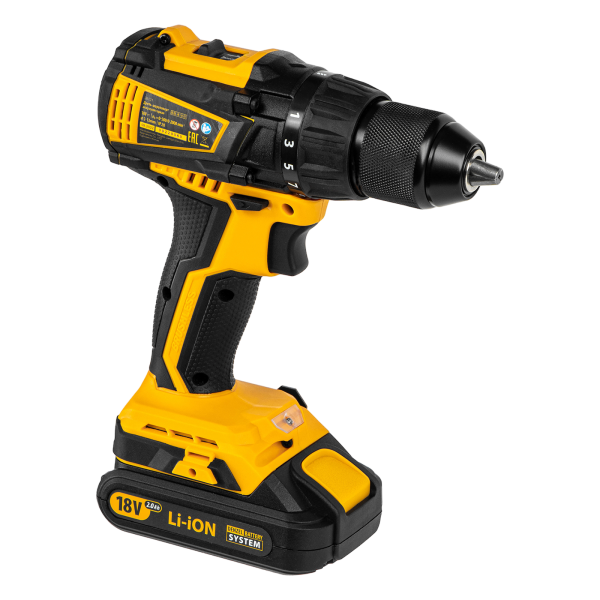 Аккумуляторная дрель-шуруповерт DENZEL BLDL-IB-18-02, 18 В, 2 x 2 Ач