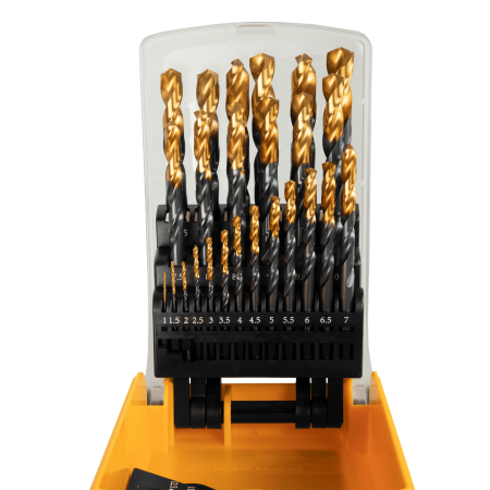 Набор сверл по металлу DENZEL 1-13 мм, HSS-Tin, Golden Tip, 25 шт