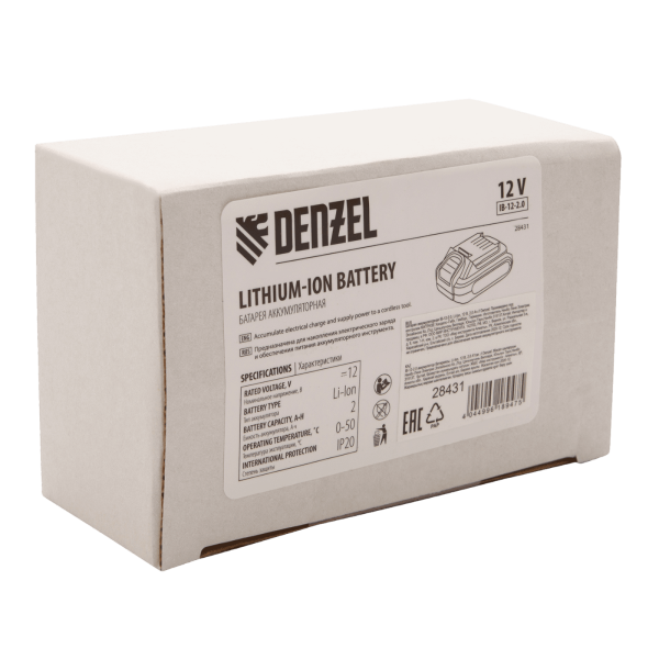 Аккумуляторная батарея DENZEL IB-12-2.0, Li-Ion, 12 В, 2.0 Ач