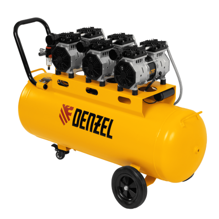 Компрессор безмасляный, малошумный DENZEL DLS 1800/100,1800 Вт, 3x600, 100 л, 345 л/мин