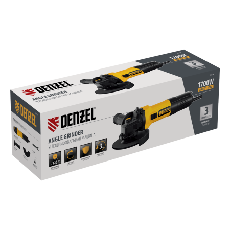 Машина шлифовальная угловая DENZEL AGB125-1700, 1700 Вт, 125 мм, 3000-11000 об/мин