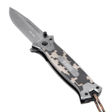 Нож складной DENZEL многоцелевой, системы Liner-Lock, с накладкой G10 на прямой рук-ке+стеклобой