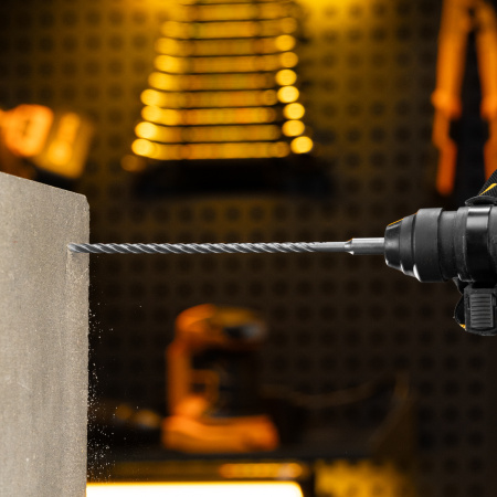 Бур по бетону DENZEL, цельная крестовая пластина, 6x265 мм, SDS PLUS