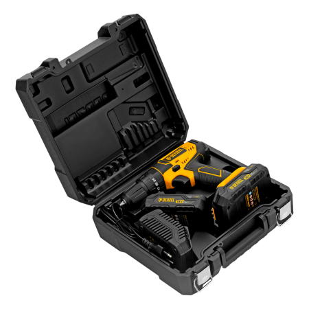 Дрель-шуруповерт аккумуляторная ударная DENZEL CID-18-02BM, Li-Ion, 18 В, 2 акк.