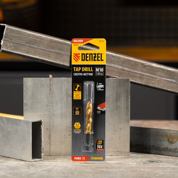 Сверло-метчик DENZEL М10 х 1,25 мм, Р6М5