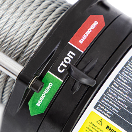 Лебедка автомобильная электрическая DENZEL LB-2000, 2.2 т, 3.2 кВт, 12В