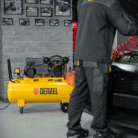 Компрессор воздушный DENZEL BCV2300/100, 2.3 кВт, ременный привод, 100 литров, 440 л/мин