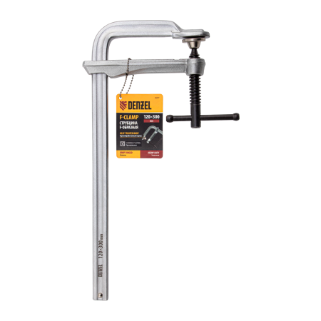 Струбцина DENZEL F-образная, 120x300мм, кованая