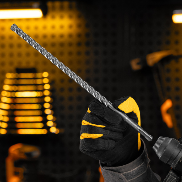 Бур по бетону DENZEL, цельная крестовая пластина, 12x315 мм, SDS PLUS