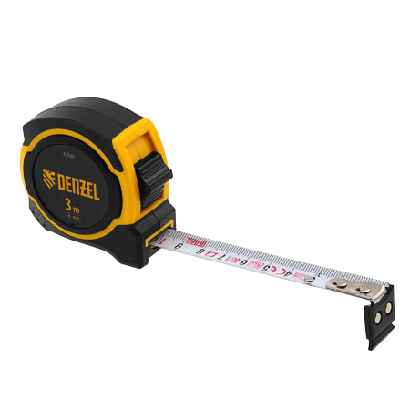 Рулетка DENZEL 3м х 16мм, двухкомп. корпус, магнитный обрезиненный зацеп