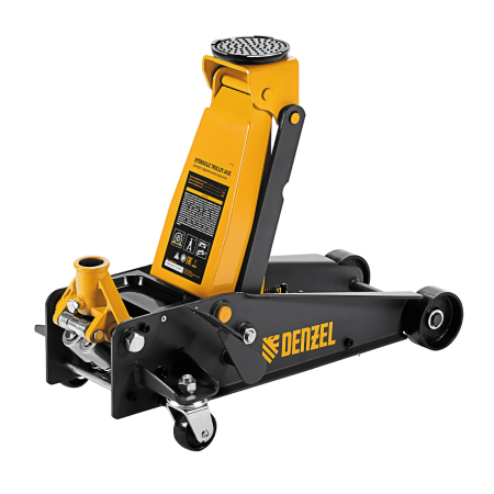 Домкрат гидравлический DENZEL подкатной 3 т, с фиксатором, быстрый подъем, 135-480 мм, профессиональный