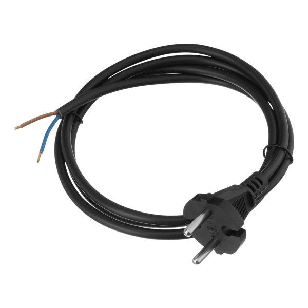 Шнур сетевой Energy Series DENZEL, ПВС, 1,5 м, 2 x 1 мм, с неразборной вилкой, черный