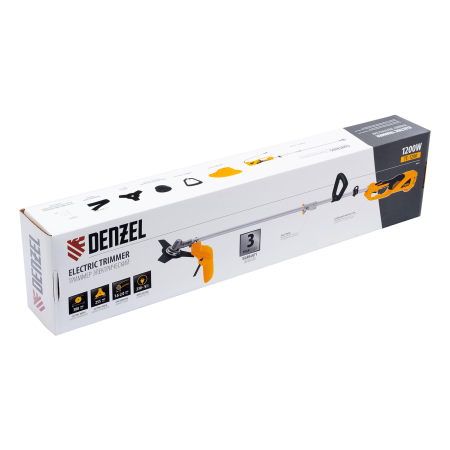 Триммер электрический DENZEL TE-1200, 1200 Вт, 380 мм, катушка + диск, разборная штанга