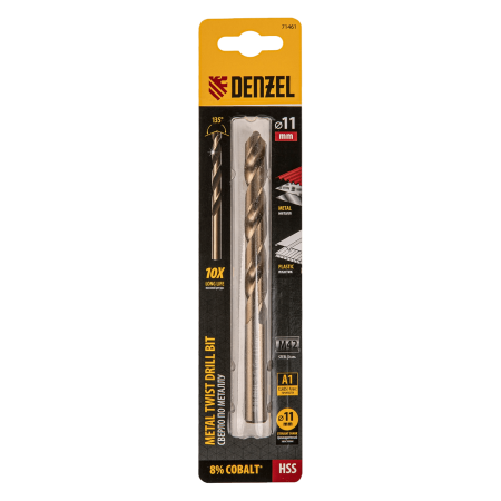 Сверло по металлу DENZEL 11 мм, HSS Co-8%