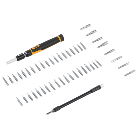Отвертка с набором бит и торцевых головок DENZEL для точных работ, гибкий привод, 48 шт, CrMo