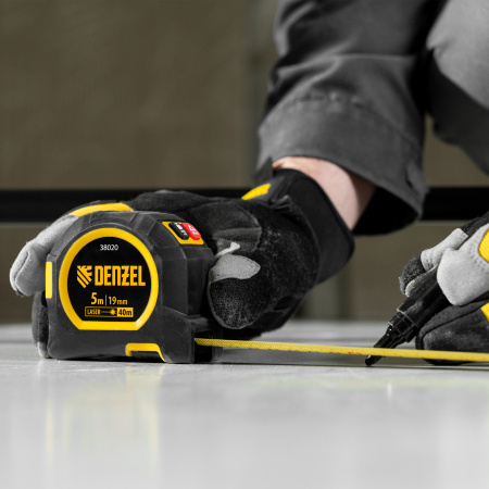 Лазерный дальномер с рулеткой LT-40 DENZEL 5м x 19 мм, дальномер 40м, автомат. фиксация