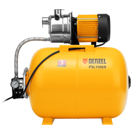 Насосная станция DENZEL PSL1100X, 1100 Вт, 3600 л/ч, ресивер 50 л, подъем 45 м, нержавейка